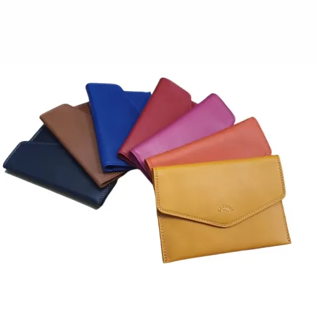 Hexagone Cuir Enveloppe pochette cuir orange