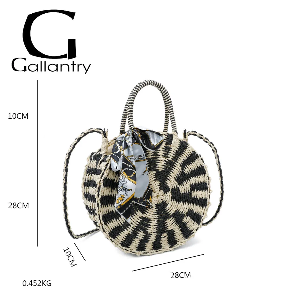 Gallantry Paris Zéphyr sac rond noir/beige tressé
