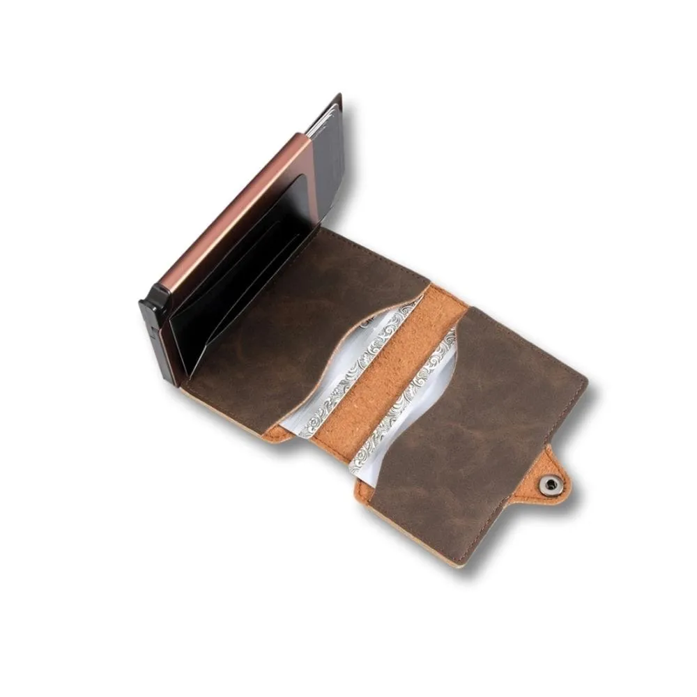 Maison Sacoches Ivar porte-cartes homme aluminium café RFID