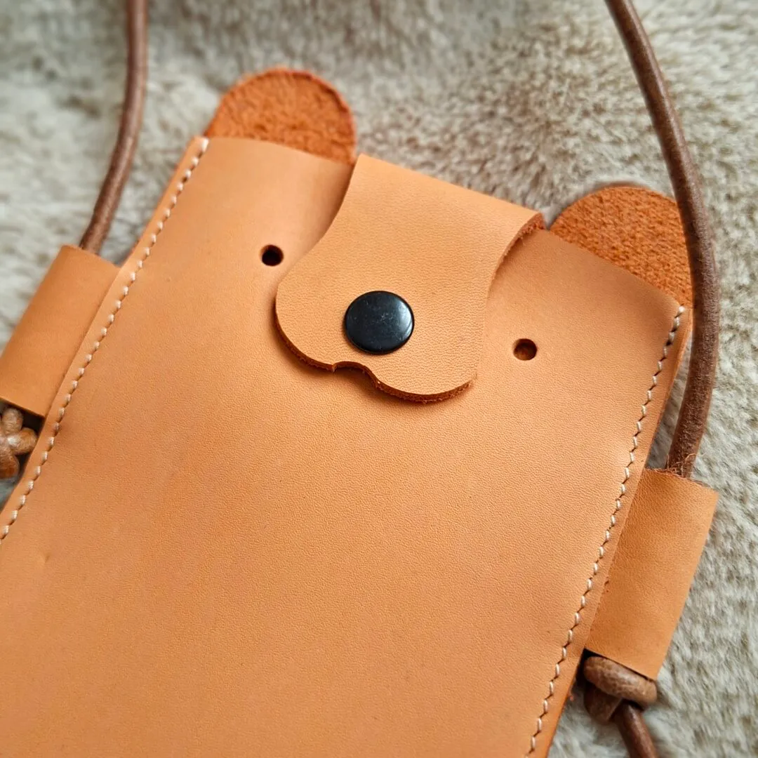 Atelier Anne R Frère des Pins pochette portable cuir orange