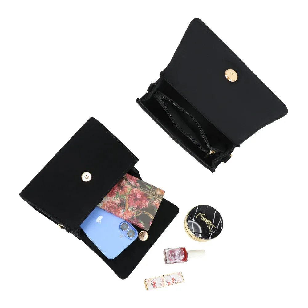 Gallantry La Petite Élégante sac à main Noir suédine