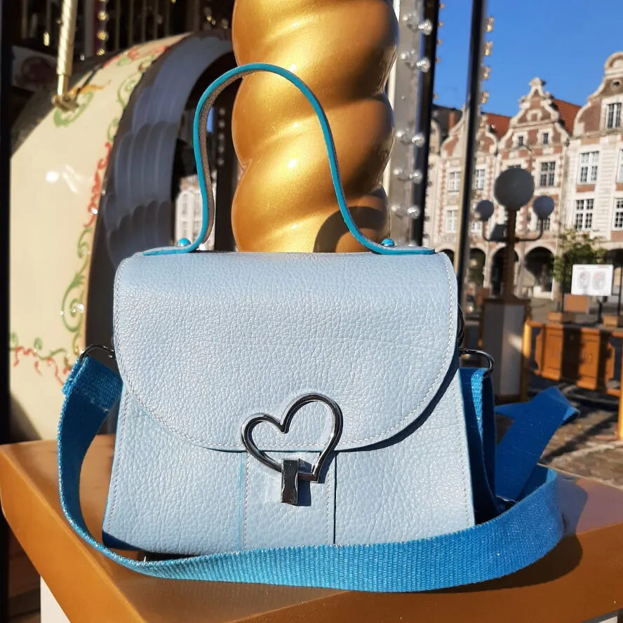 Atelier Anne R Cœur Céleste sac cuir bleu ciel
