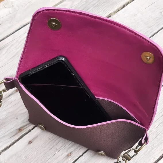 Atelier Anne R petit sac cuir bordeaux broderie florale