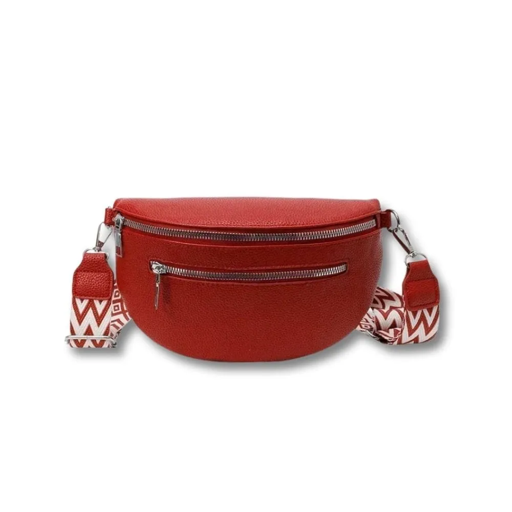 Maison Sacoches Roma sac banane femme rouge cuir