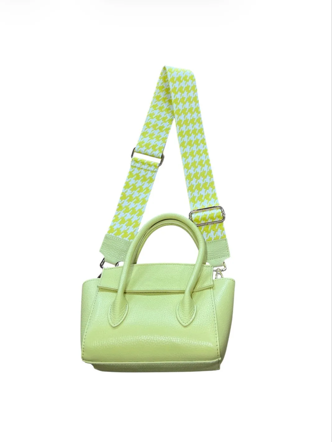 Hexagone Cuir Candy sac cuir jaune sorbet pastel