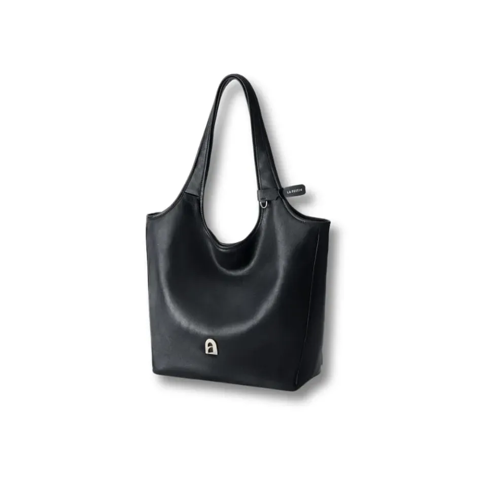Maison Sacoches Ophélie sac cabas noir cuir fendu
