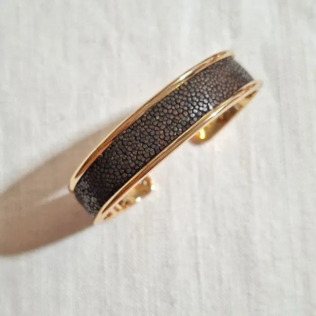 Atelier Anne R manchette galuchat foncé bracelet réglable