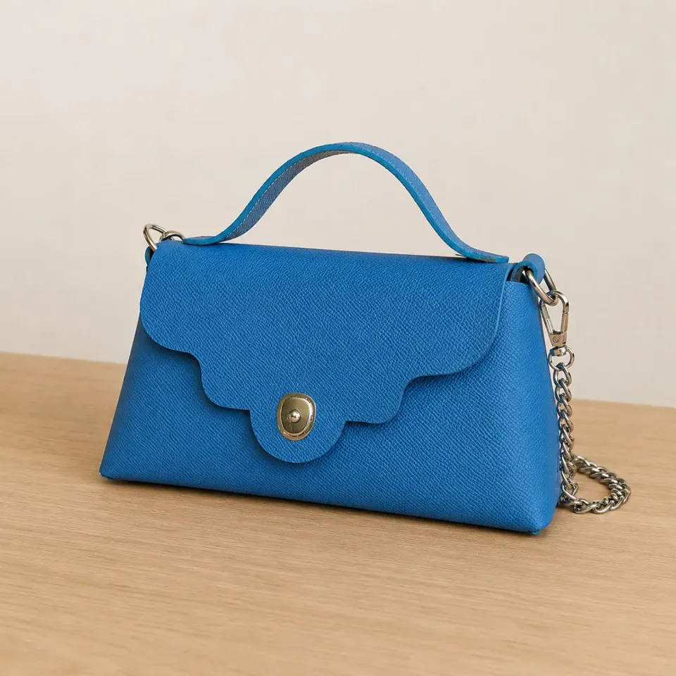 Atelier Anne R Capucine sac bandoulière cuir bleu Epsom