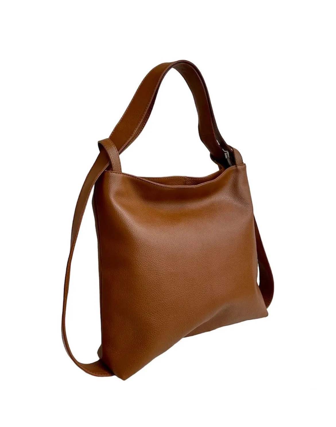 Hexagone Cuir Sad Astucieux sac dos femme cognac cuir grainé