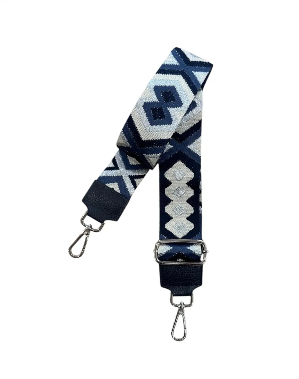 Hexagone Cuir Boem anse sac nylon aqua tressé 5 cm