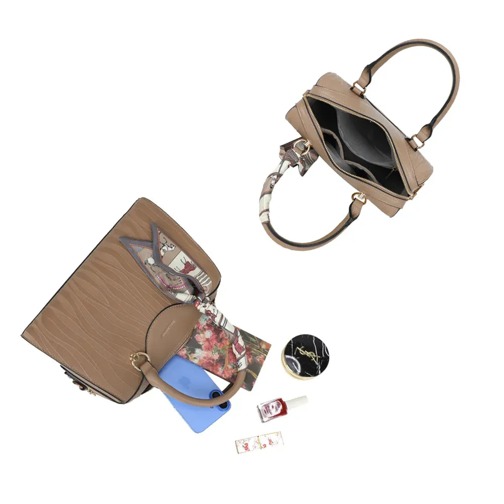 Gallantry Mazarine sac à main Taupe foncé foulard