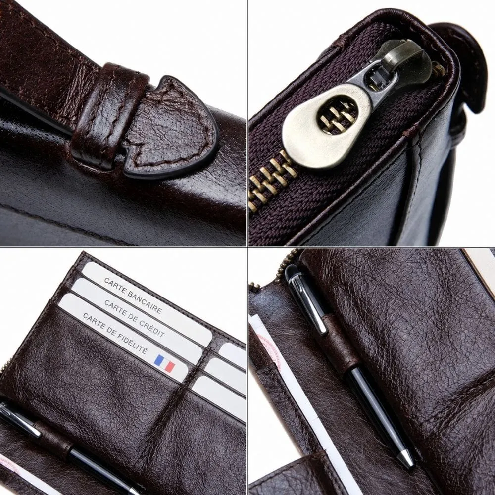 Maison Sacoches Lino pochette homme Café cuir 20 cm