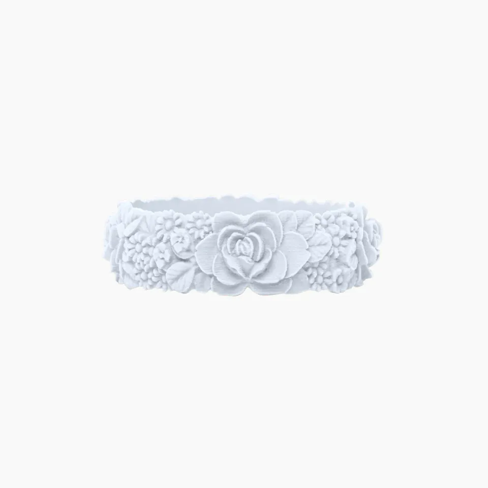 O bracelet flower bracelet silicone blanc S