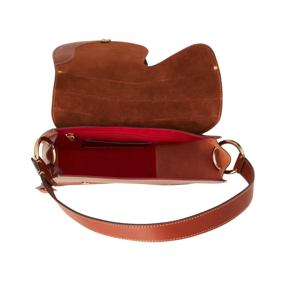 Hexagone Cuir Sellerie sac cuir cognac