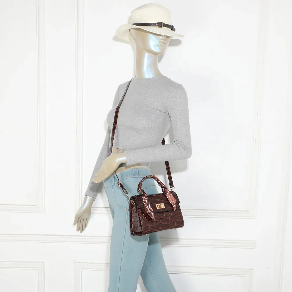 Gallantry Paris Exotique sac croco coffee verni