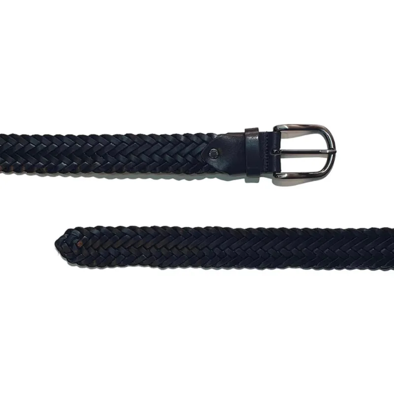 Hexagone Cuir Tracy Large ceinture homme tressée marron