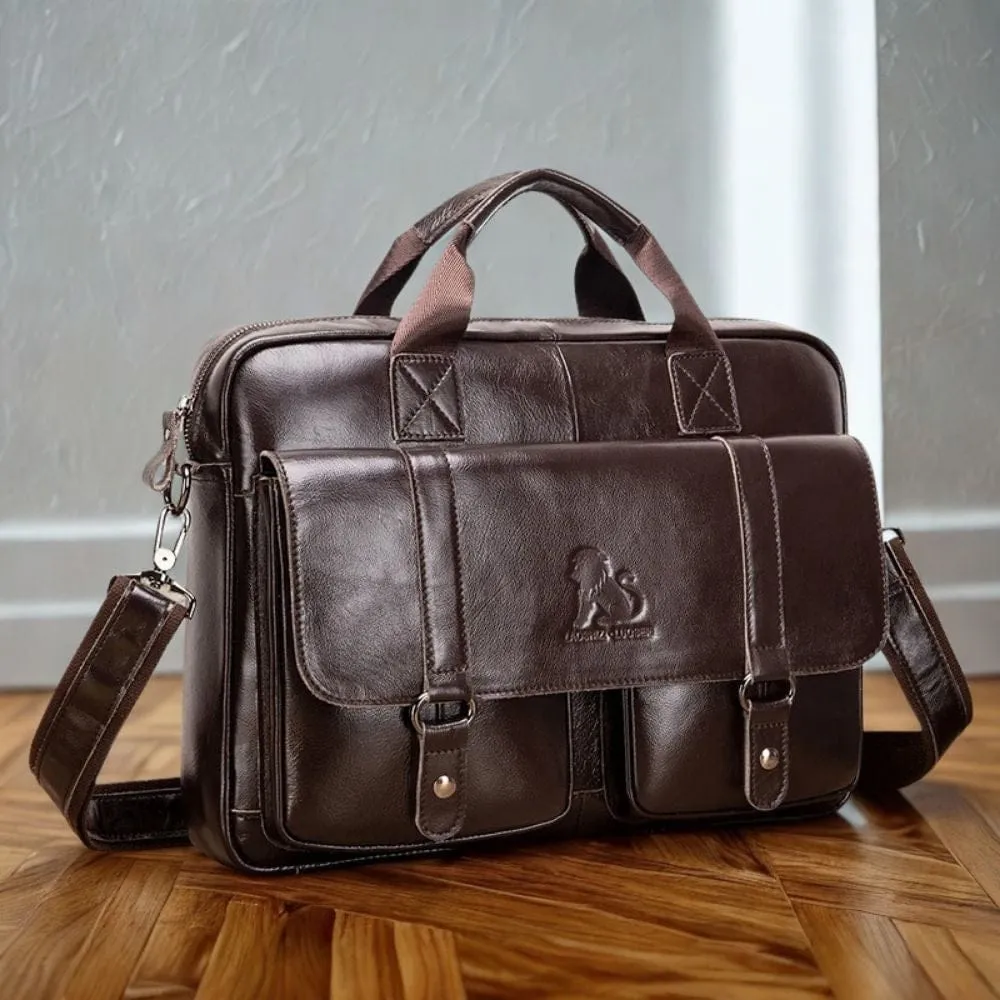 Maison Sacoches Yoris cartable homme cuir Marron 15"