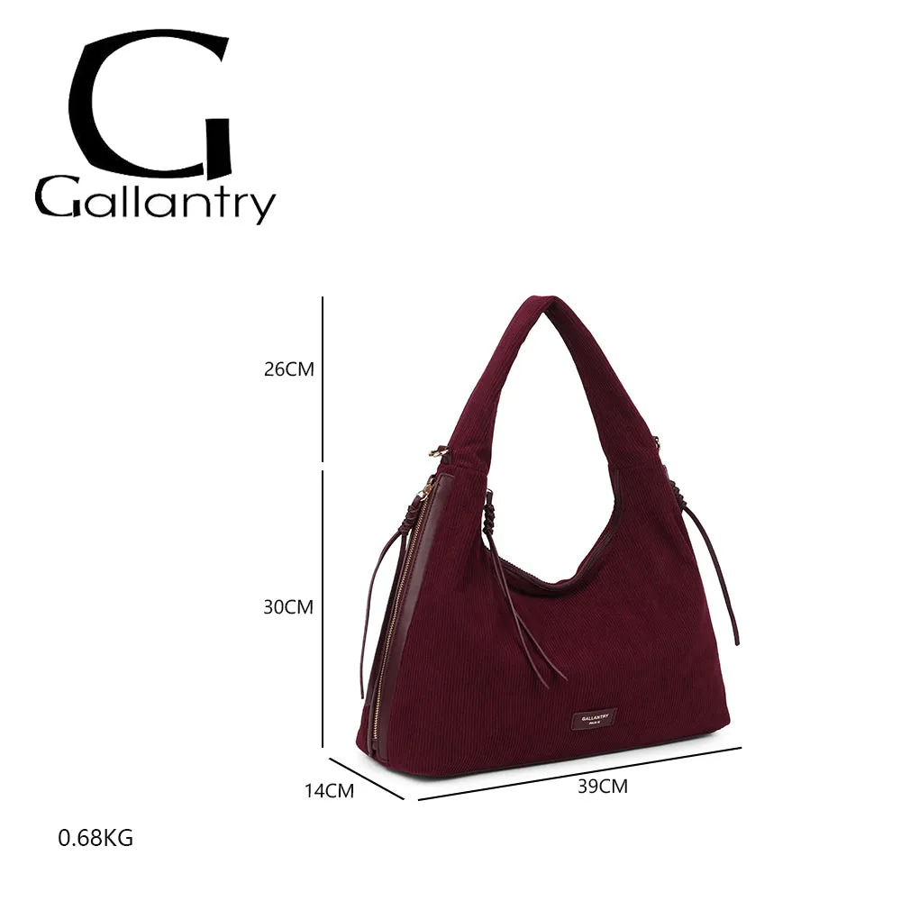 Gallantry Paris La Mélodie grand sac à main bordeaux côtelé