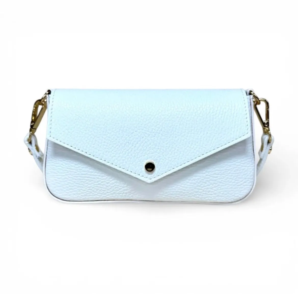 Hexagone Cuir Angel pochette cuir Blanc grainé