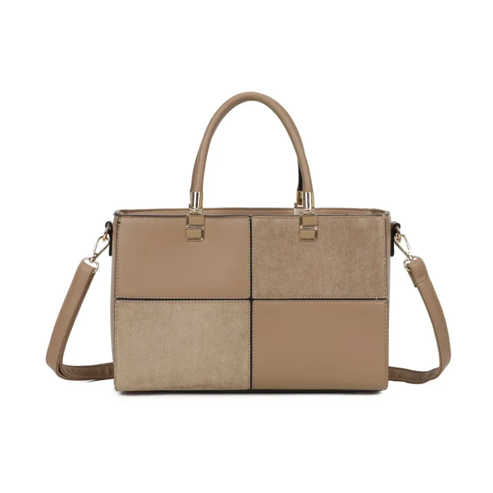 Gallantry Le Quadrille sac à main taupe géométrique