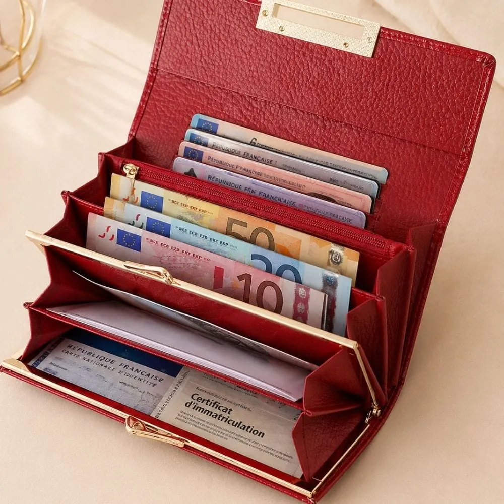 Maison Sacoches Oria portefeuille vernis rouge