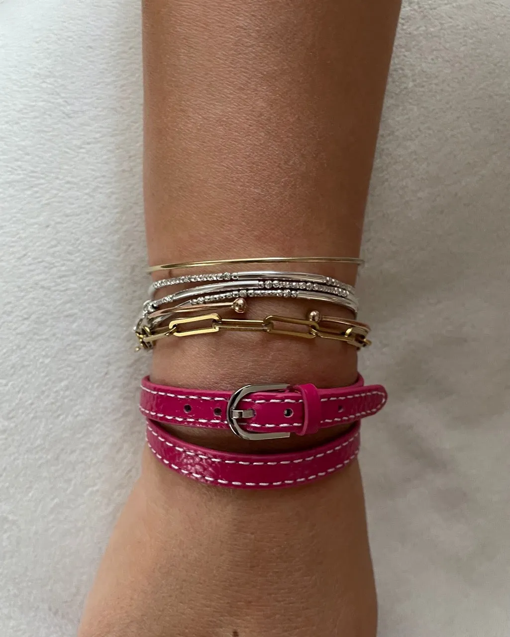 Hexagone Cuir Twins bracelet cuir double tour noir réglable