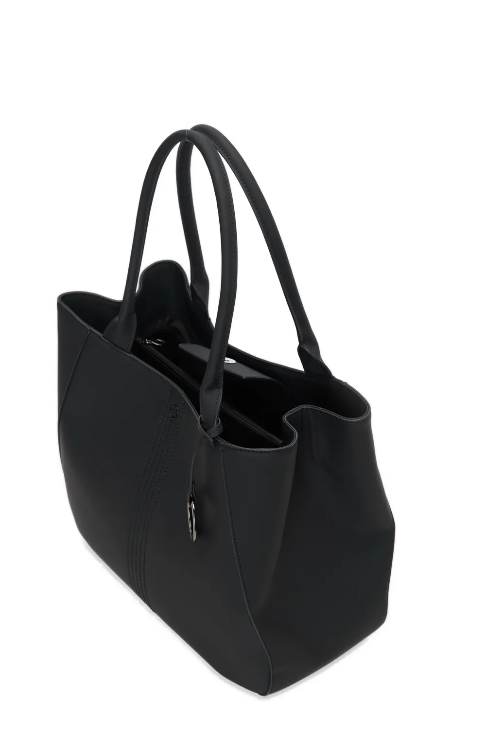 O bag Courmayeur shopper tissu gommé noir