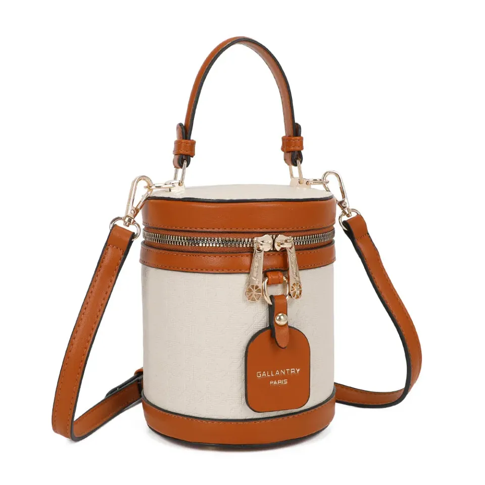 Gallantry Cylia petit sac cylindrique marron beige
