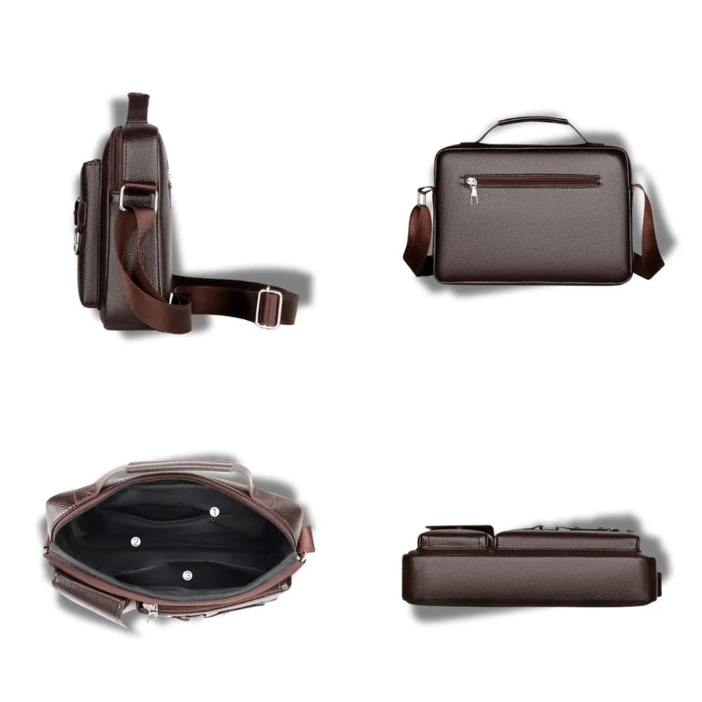 Maison Sacoches Jorn sacoche cartable marron cuir PU