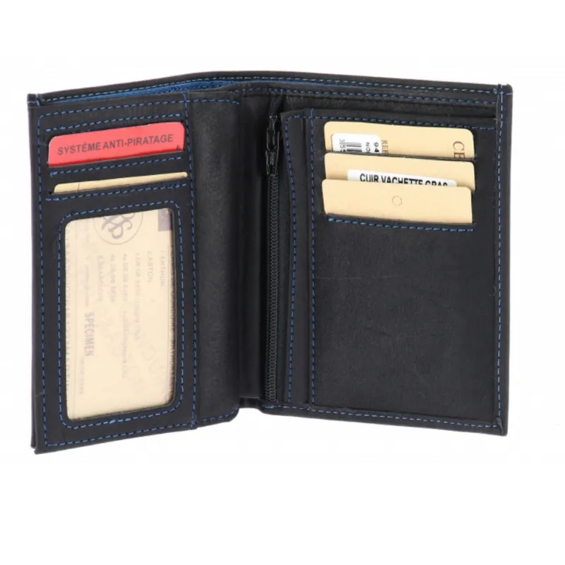 Hexagone Cuir AA-Vertical portefeuille homme marron cuir gras