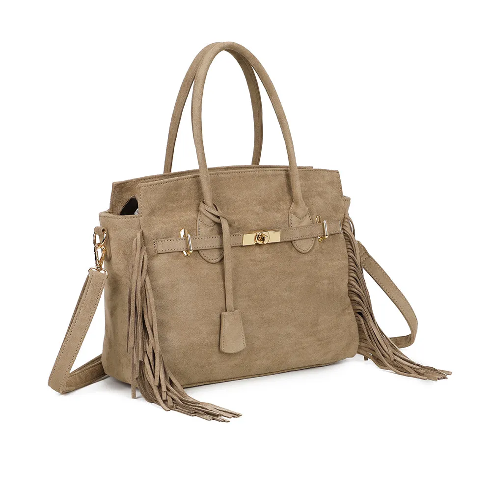 Gallantry Paris Nacara sac à main franges taupe foncé