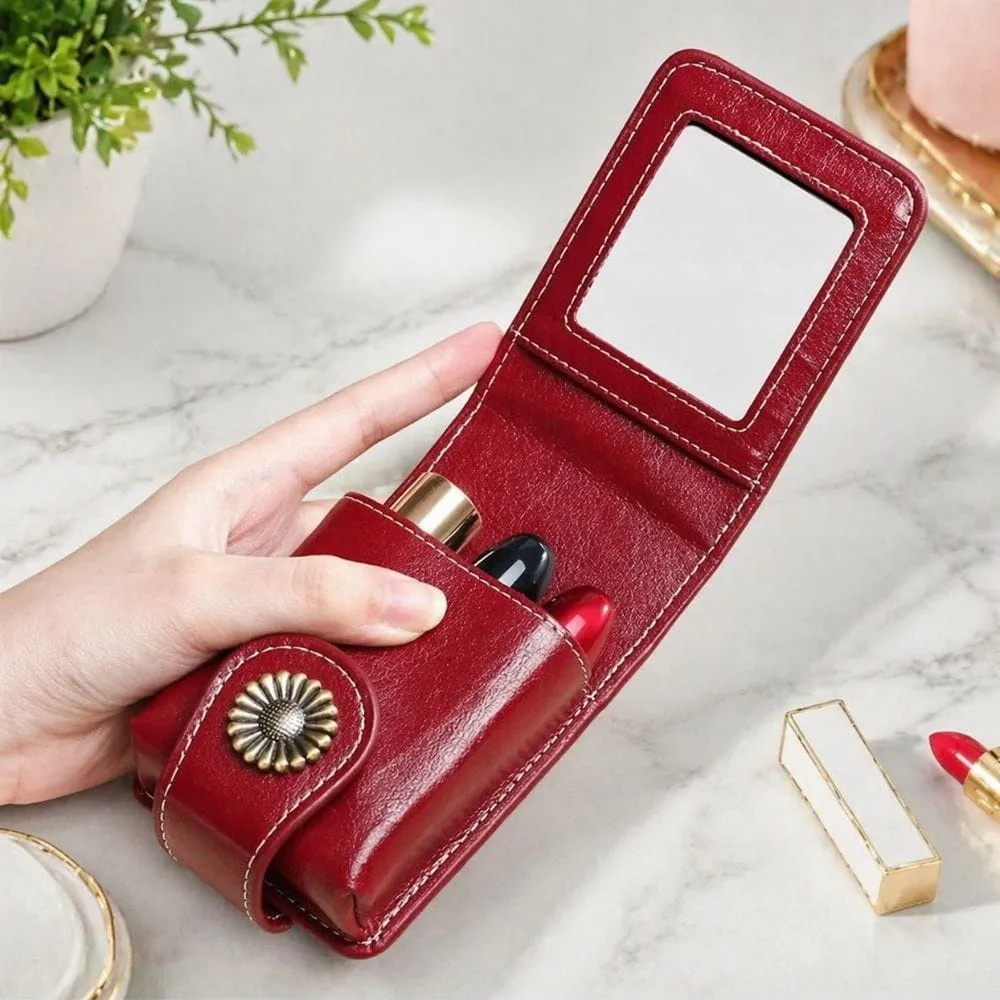 Maison Sacoches Opale étui rouge à lèvres bleu miroir