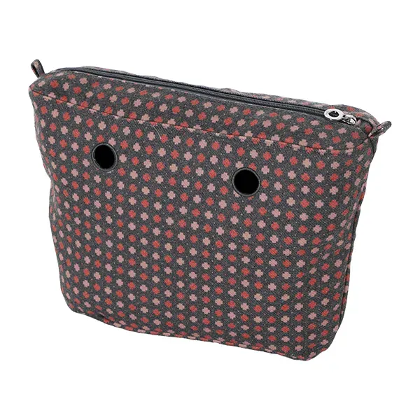 O bag Zip pochette intérieure tweed rose geometric