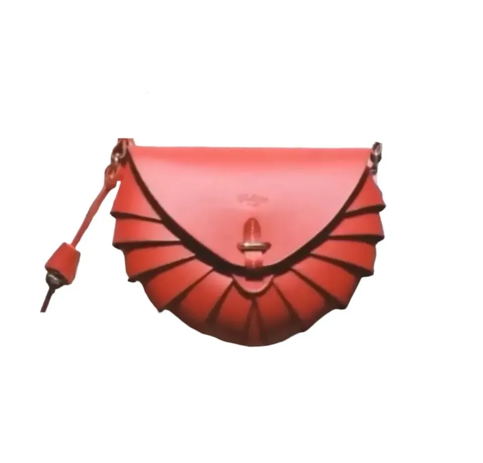 Hexagone Cuir Coquillage sac bandoulière cuir Rouge