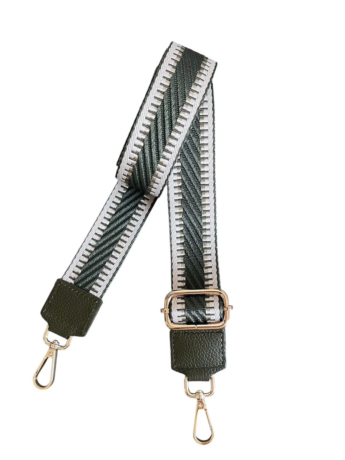 Hexagone Cuir Mini-Zipp anse sac noir écru doré