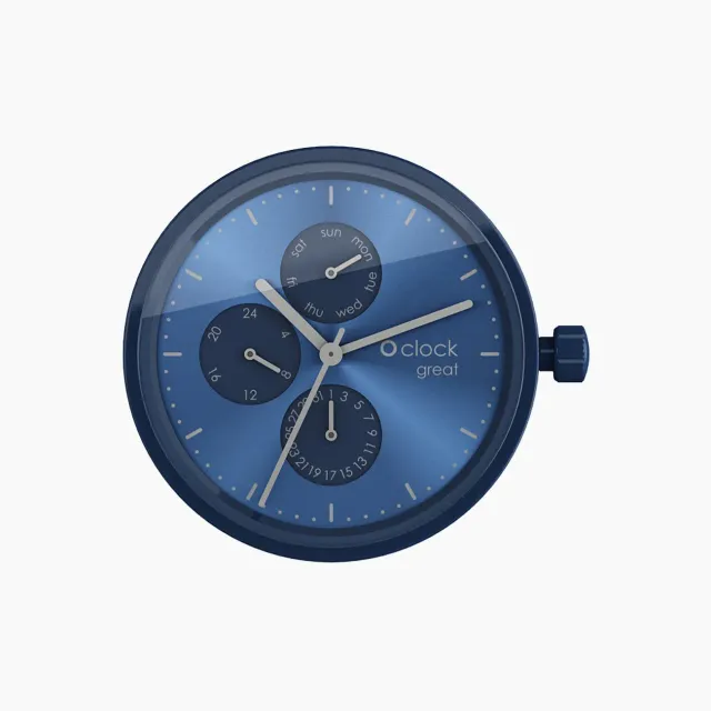 O bag O clock great Great Date Soleil mécanisme montre bleu