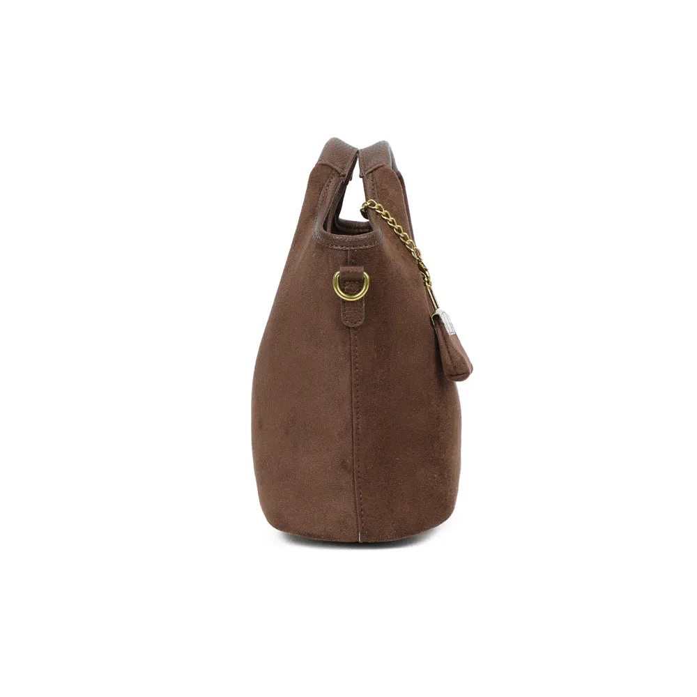 Gallantry Celestia Suédine sac main coffee effet suédé