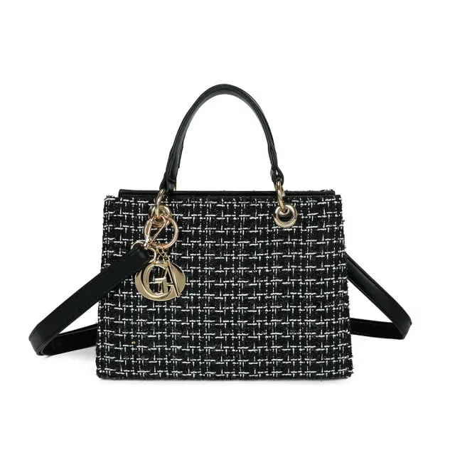 Gallantry Élia sac à main tweed noir 25 cm bandoulière