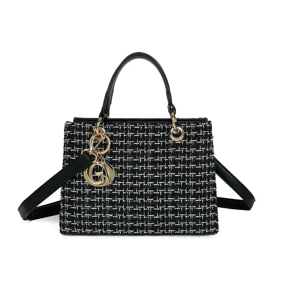 Gallantry Élia sac à main tweed noir 25 cm bandoulière