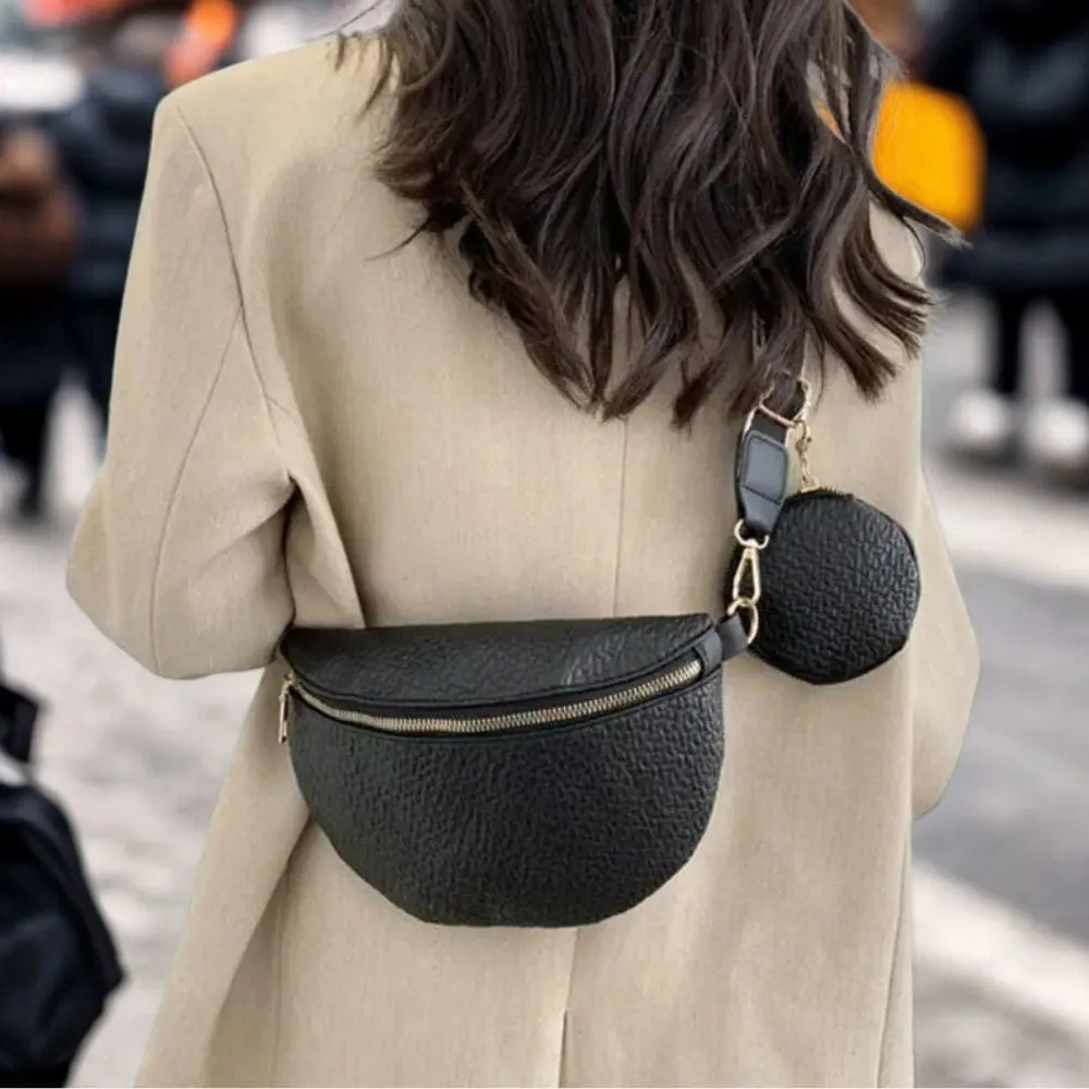 Maison Sacoches Linéa sac banane cuir noir porte-monnaie