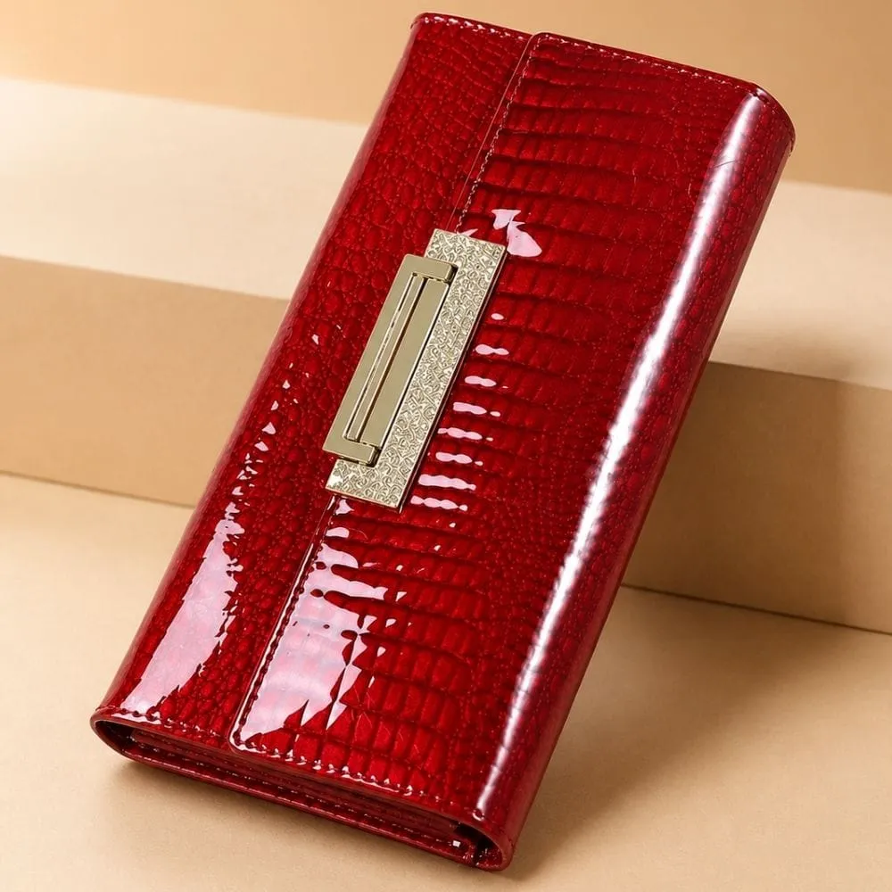 Maison Sacoches Oria portefeuille vernis rouge