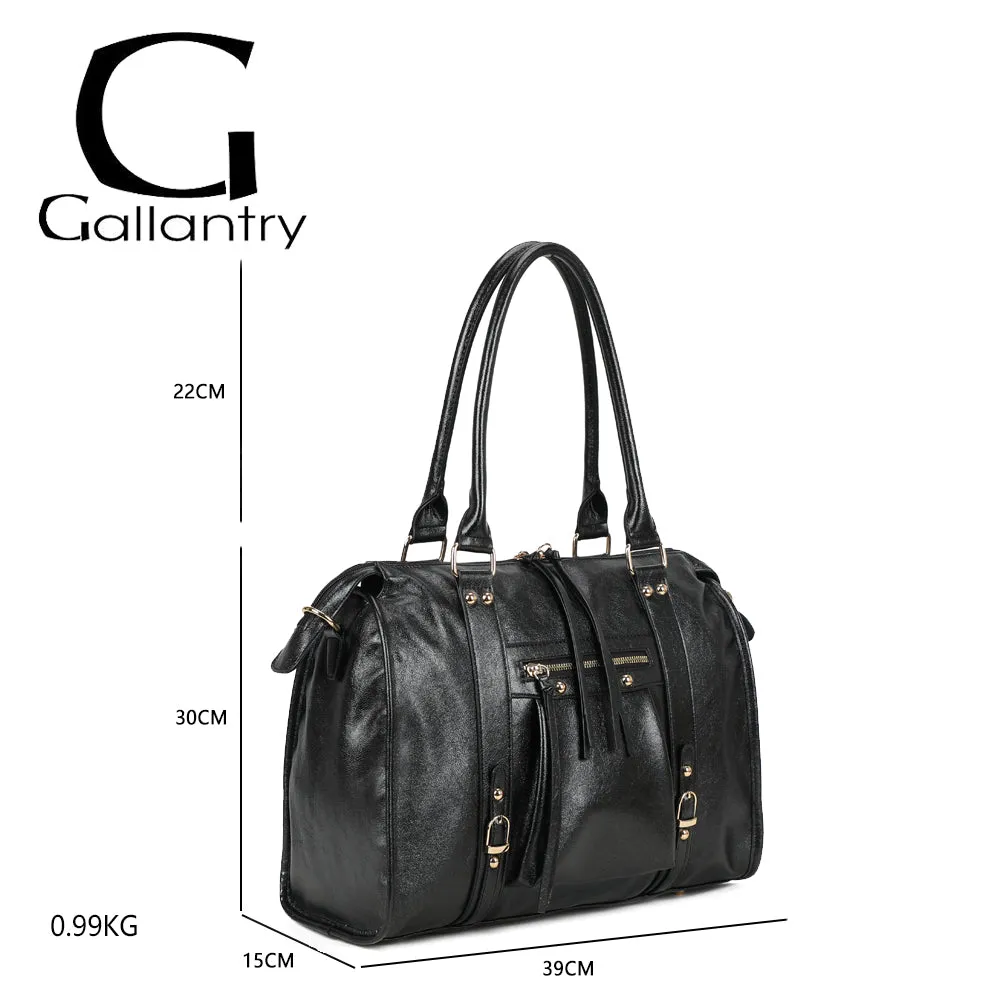 Gallantry Paris Skyla grand cabas noir métallisé zippé