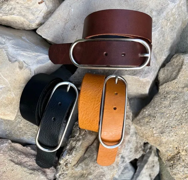 Hexagone Cuir Bella ceinture cuir femme noire 90 cm