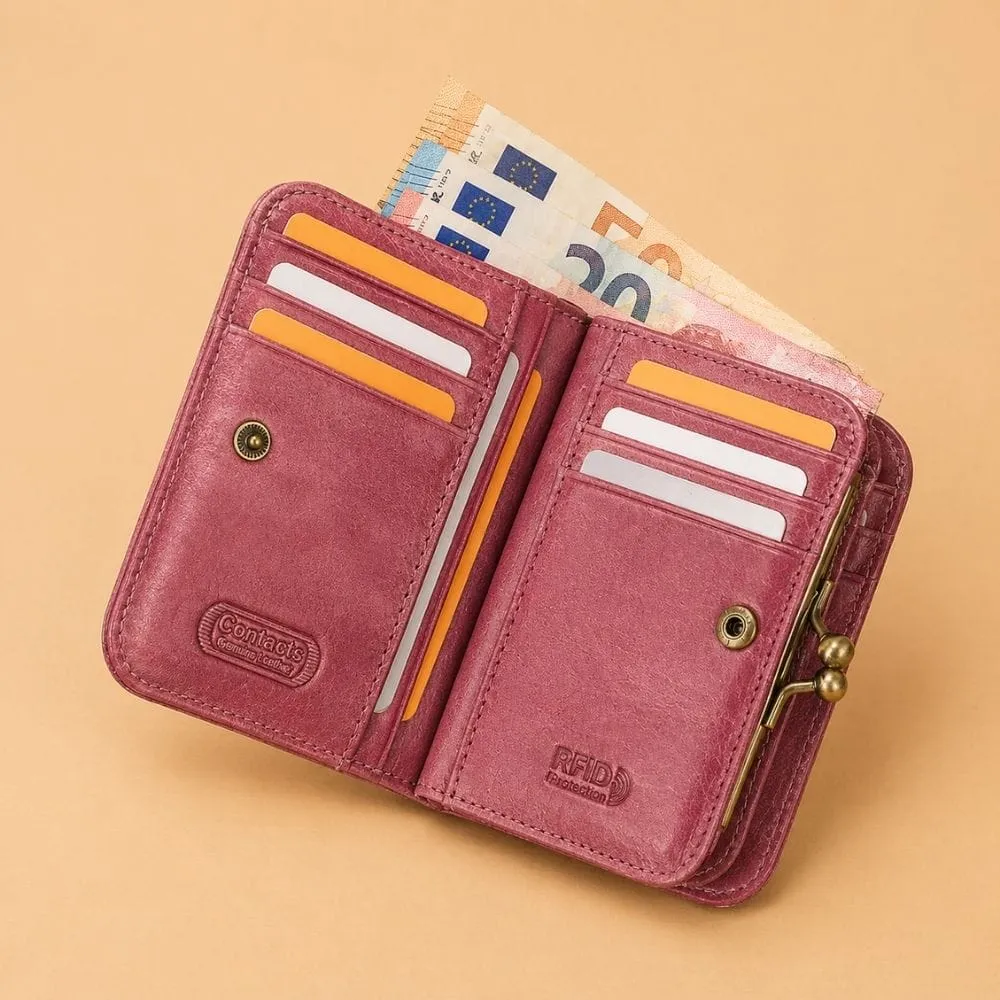 Maison Sacoches Aria porte-monnaie compact femme cuir 16 cartes