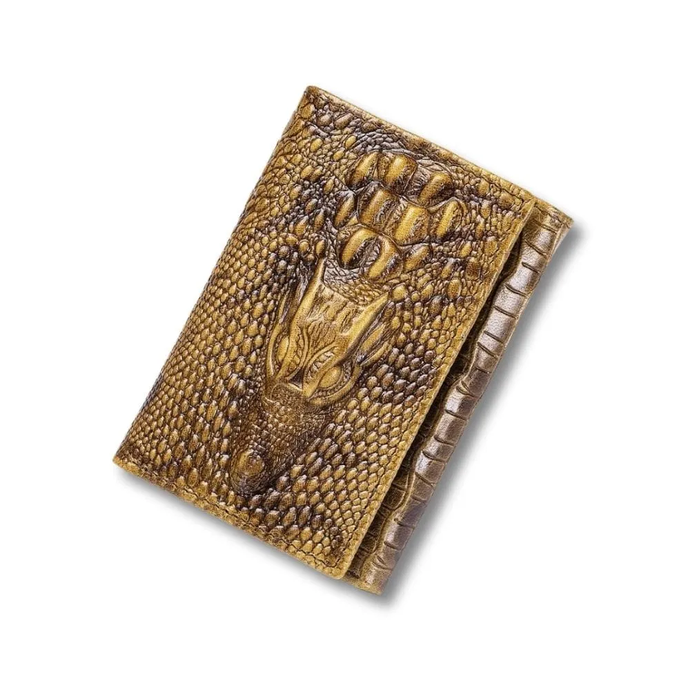 Maison Sacoches Riven portefeuille crocodile jaune cuir