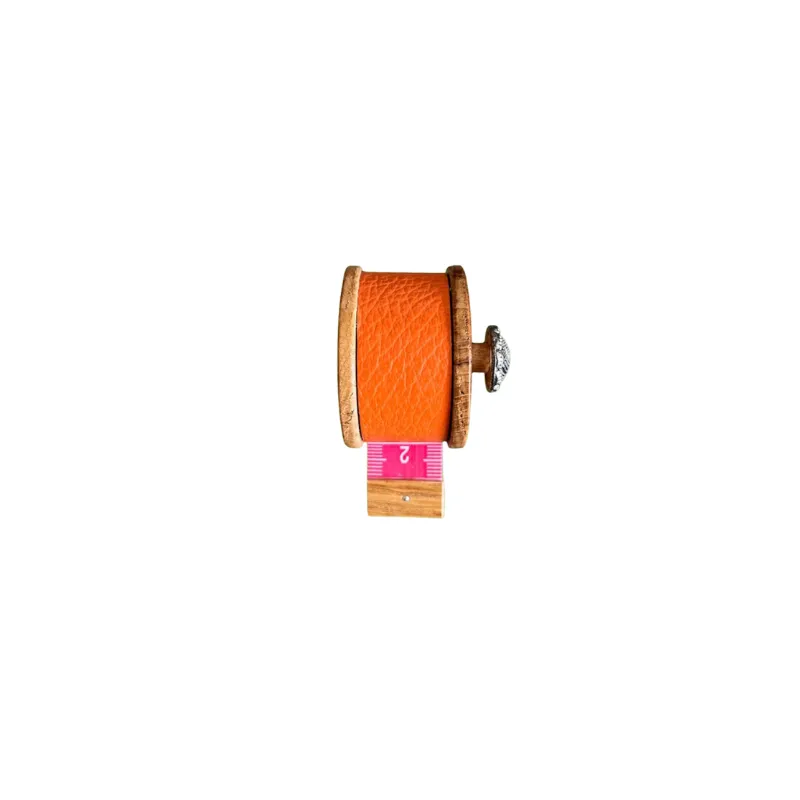 Hexagone Cuir Mètre Ruban cuir bois orange 4,5 cm