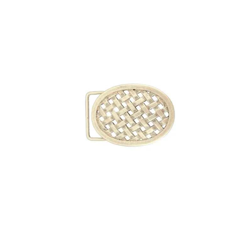 Hexagone Cuir Ovale Tressée ceinture cuir cognac