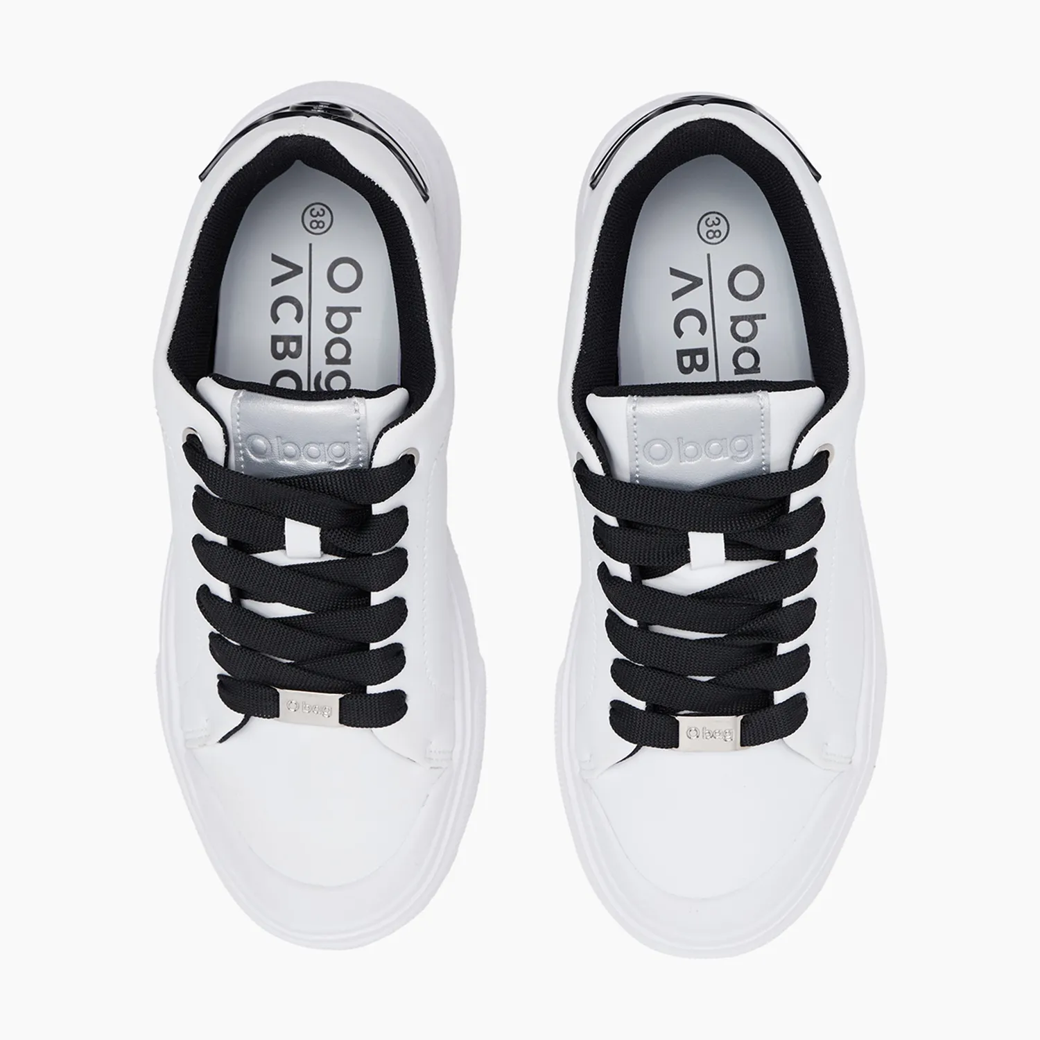 O bag sneakers White baskets blanc noir recyclé
