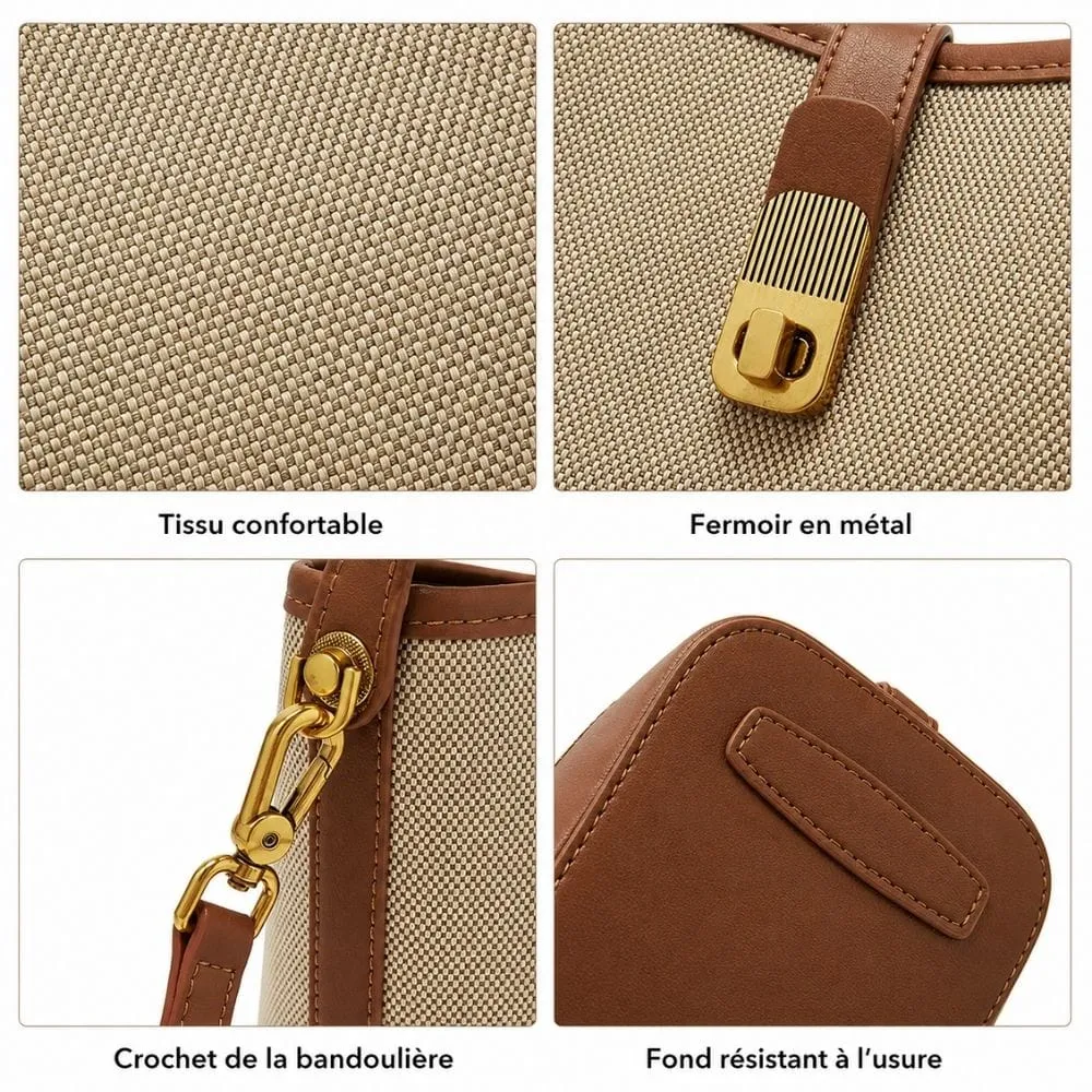 Maison Sacoches Alix sac seau bandoulière coton brun