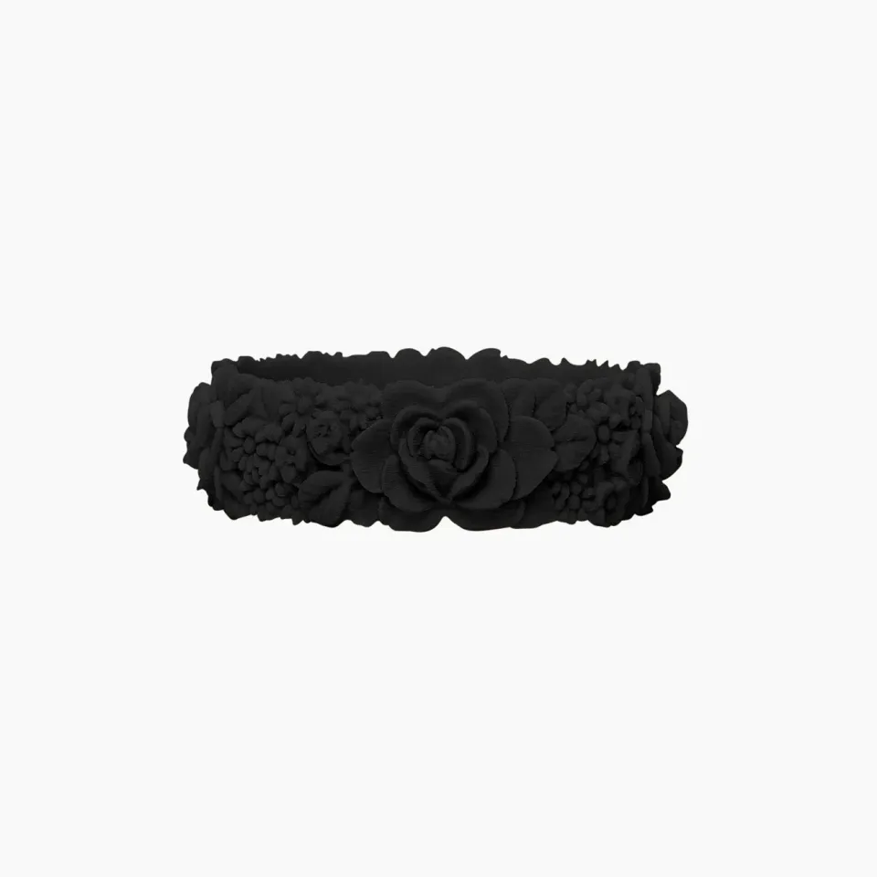 O bag Bracelet Flower Big bracelet silicone noir